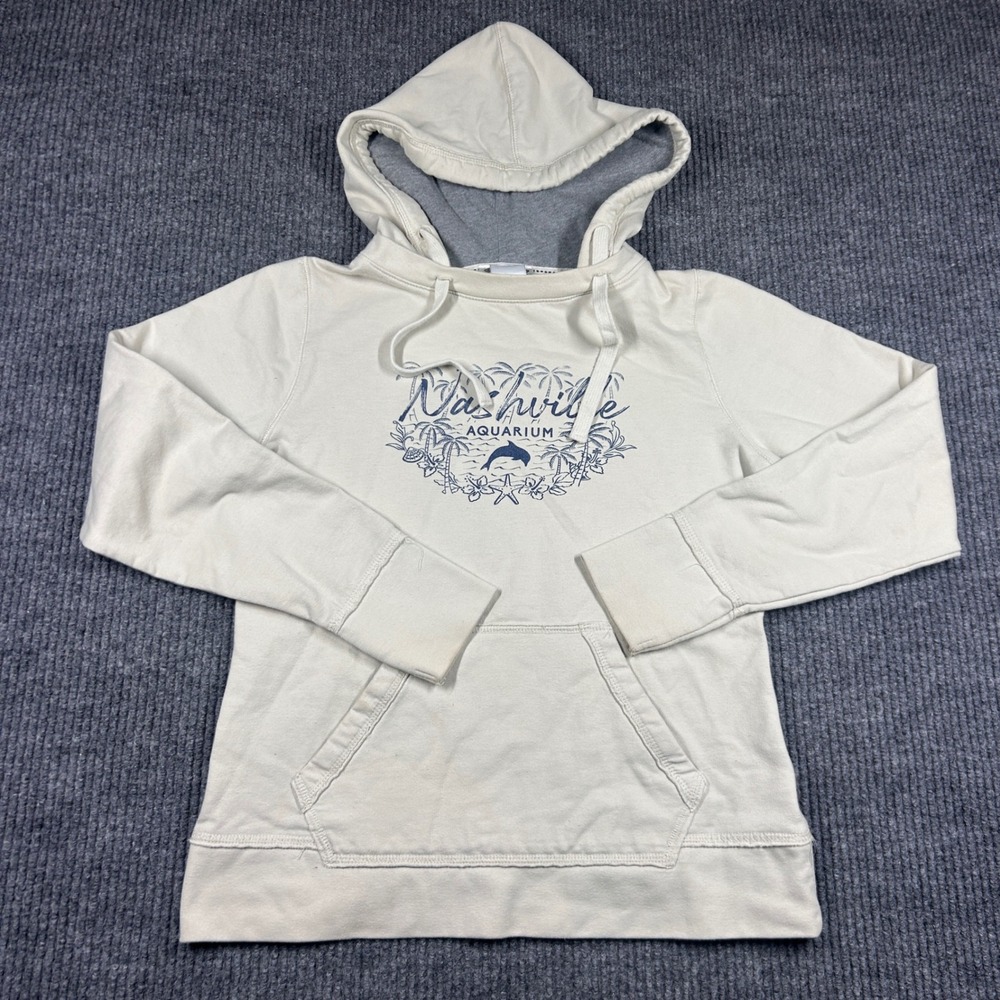 Landrys Nashville Aquarium Hoodie Womens M Cream Pullover Sweatshirt Graphic